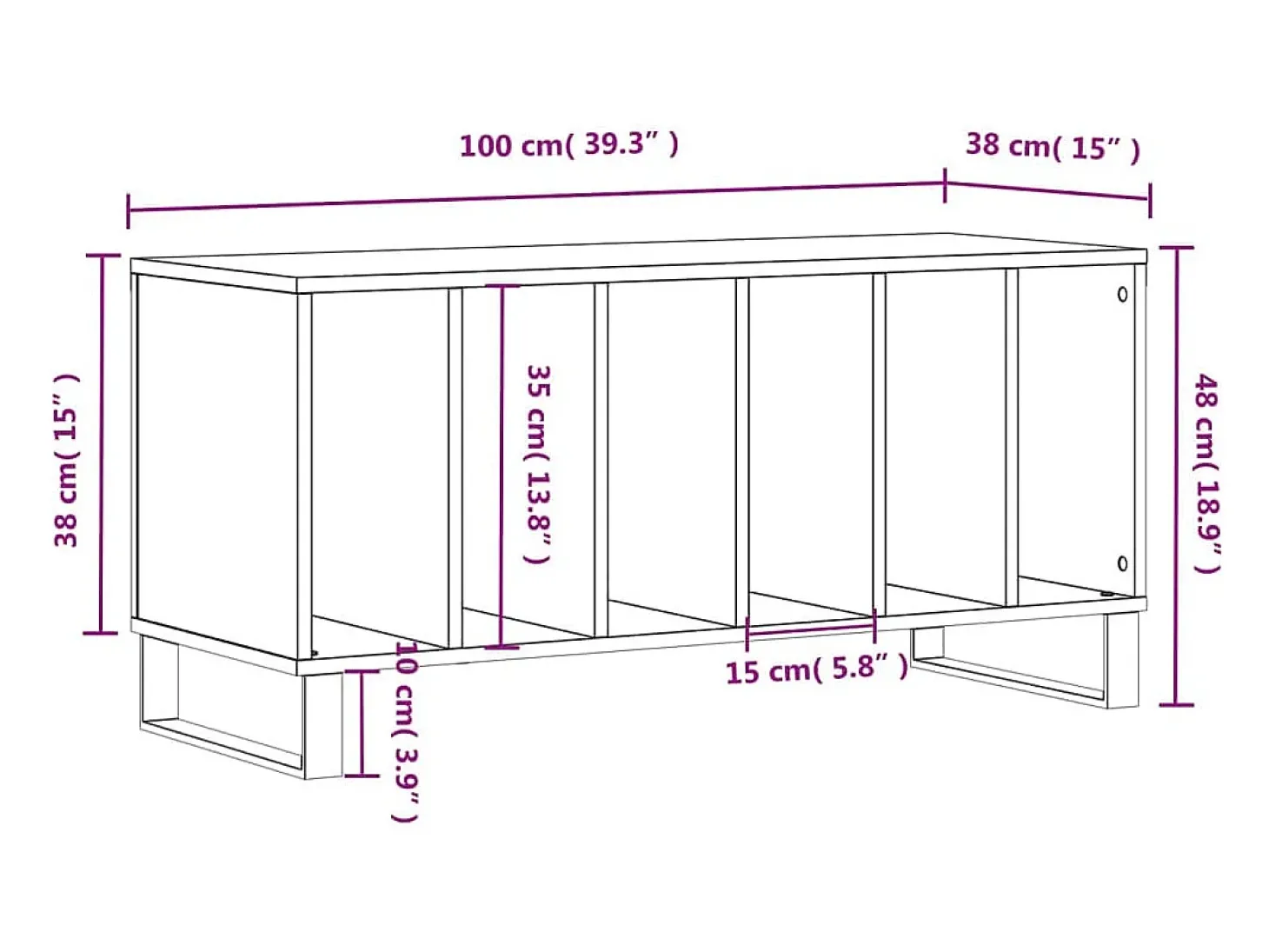 Armário para discos 100x38x48 cm derivados de madeira branco