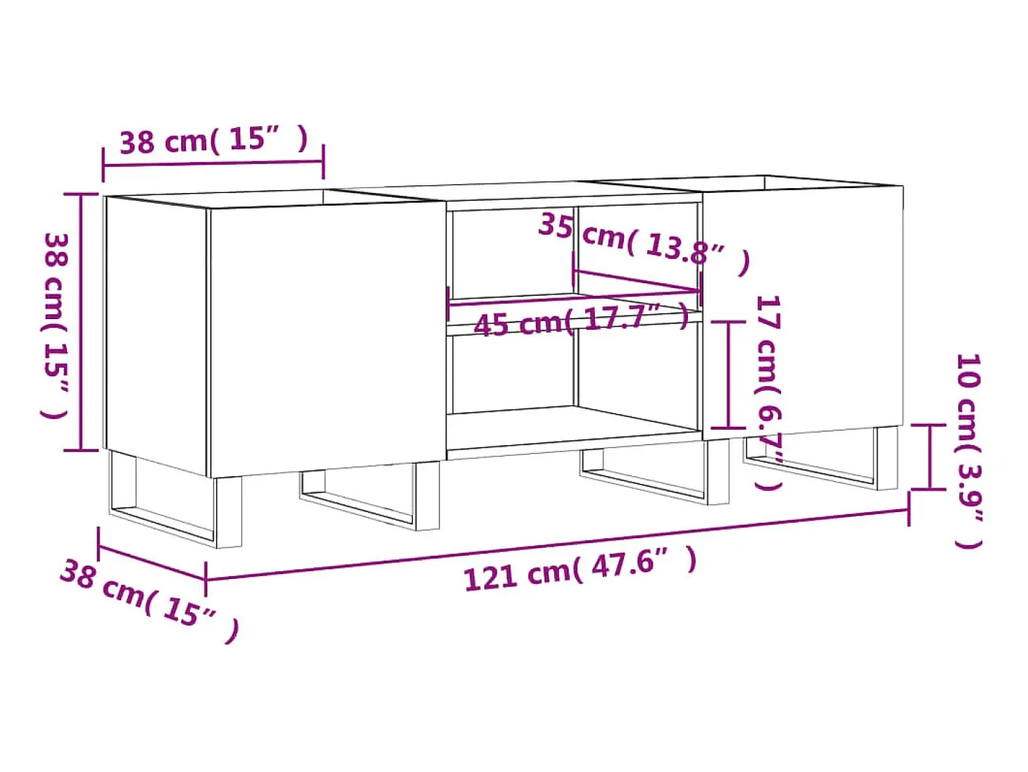 Armário para discos 121x38x48 cm derivados de madeira branco