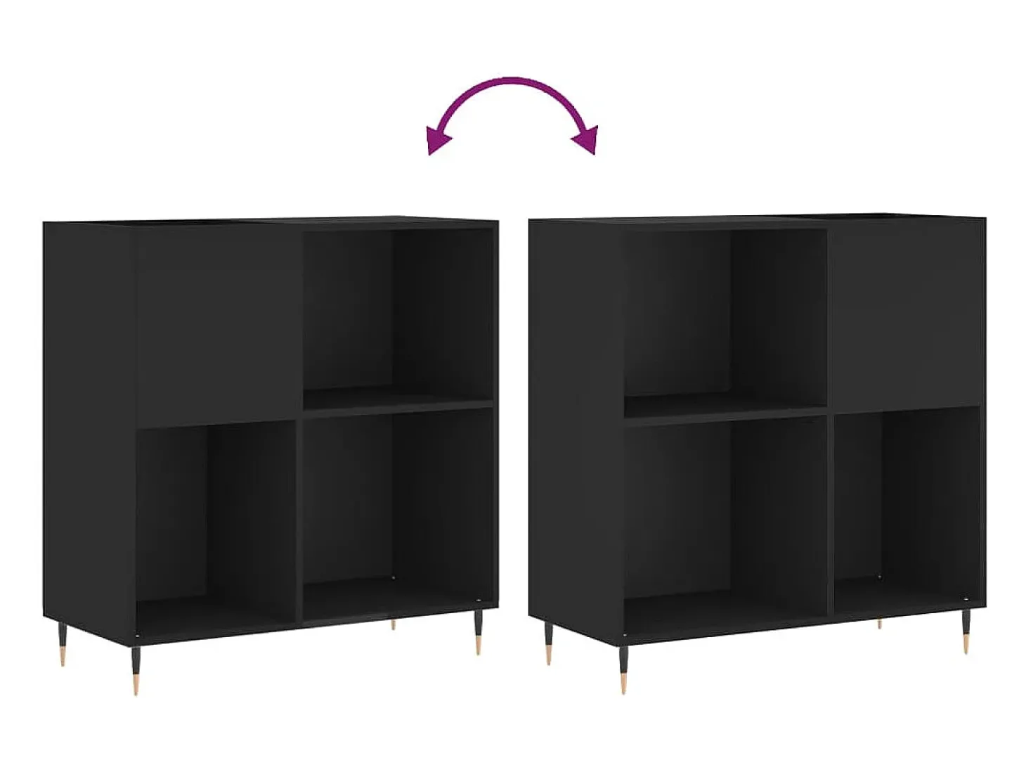 Armário para discos 84,5x38x89 cm derivados de madeira preto