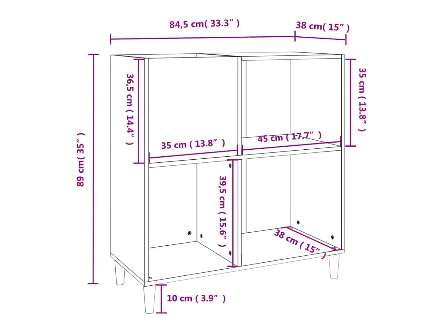 Armário para discos 84,5x38x89 cm derivados de madeira branco