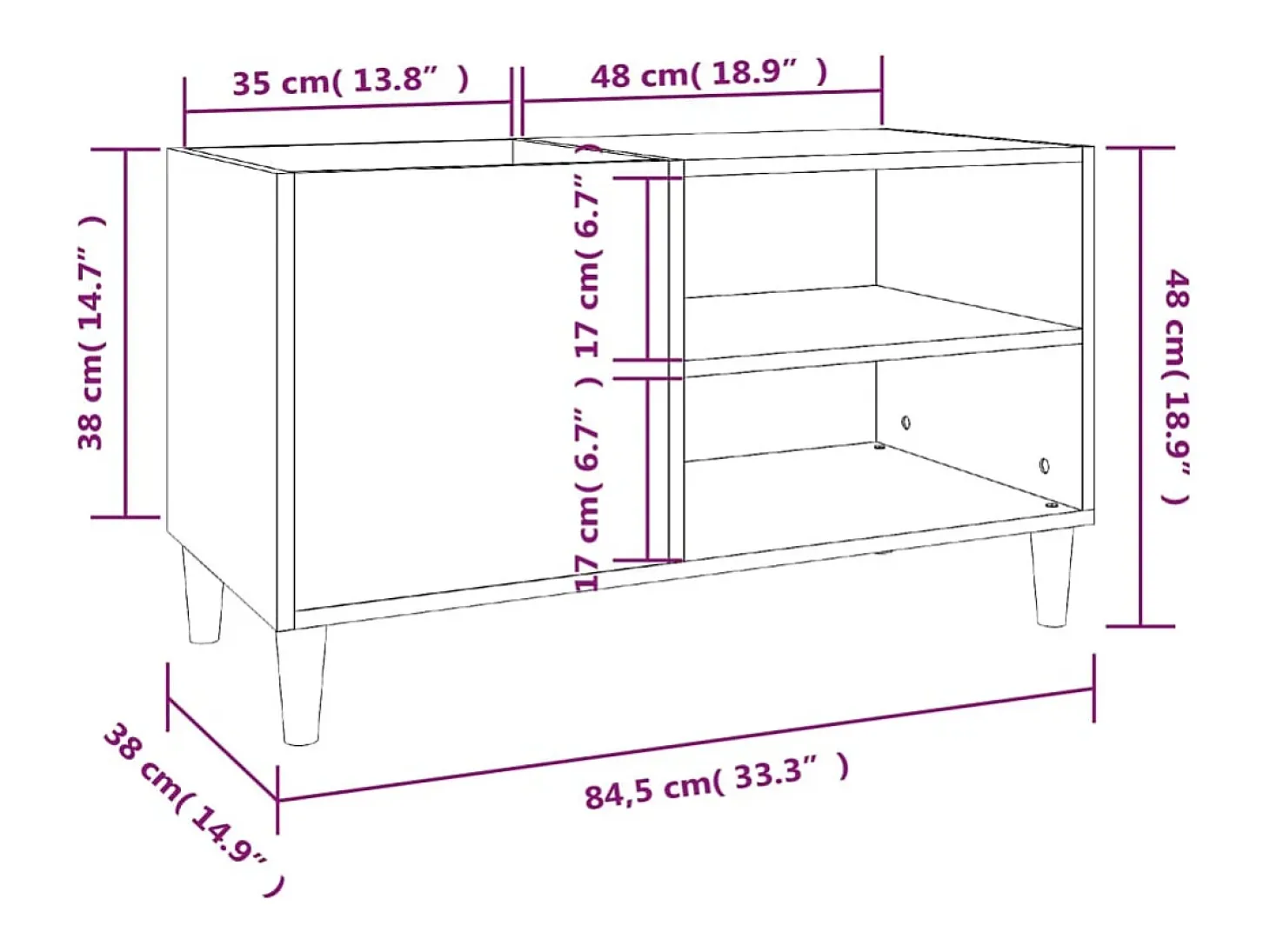 Armário para discos 84,5x38x48 cm derivados de madeira preto