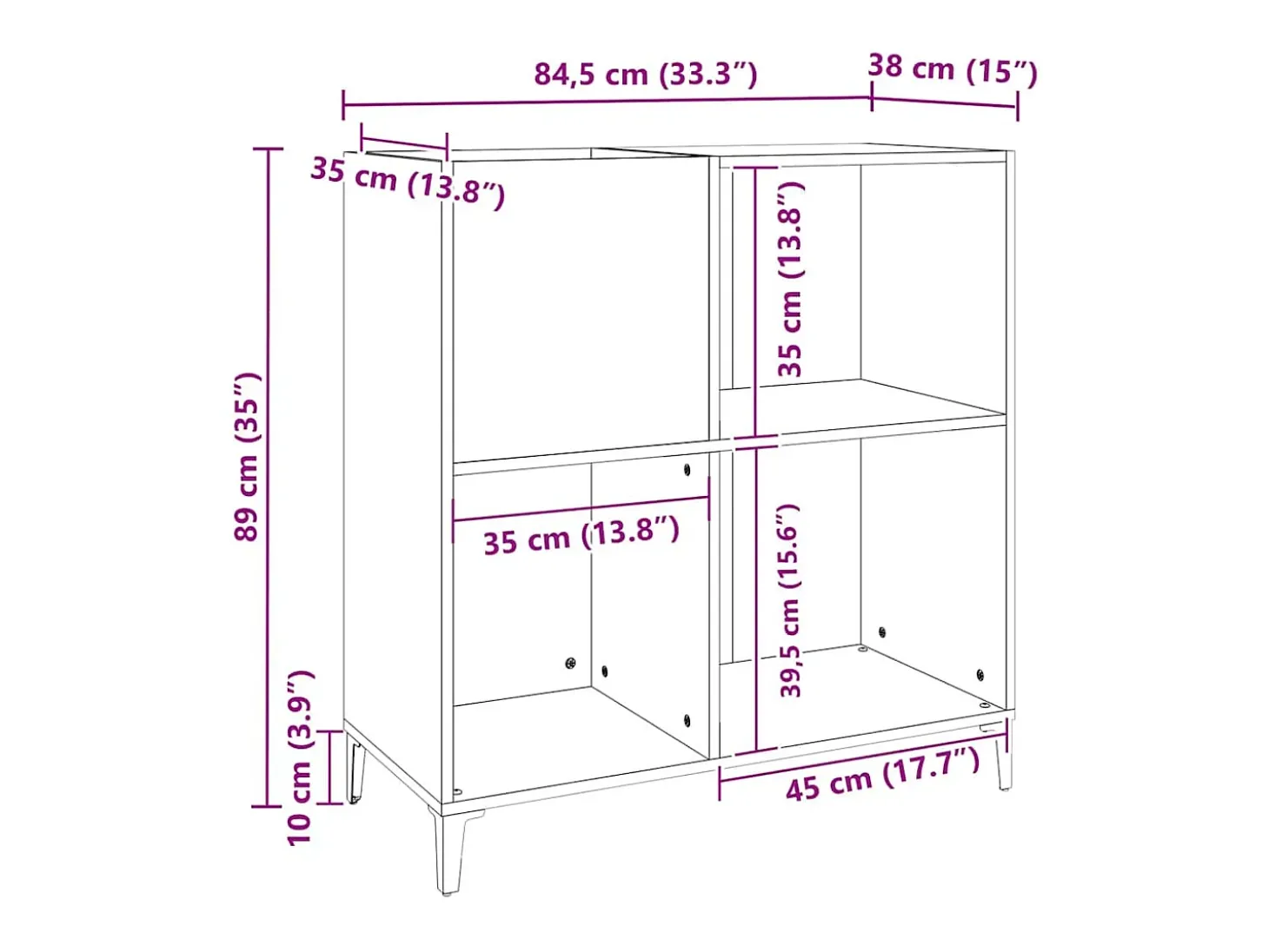 Armário para discos 84,5x38x89 cm derivados de madeira branco