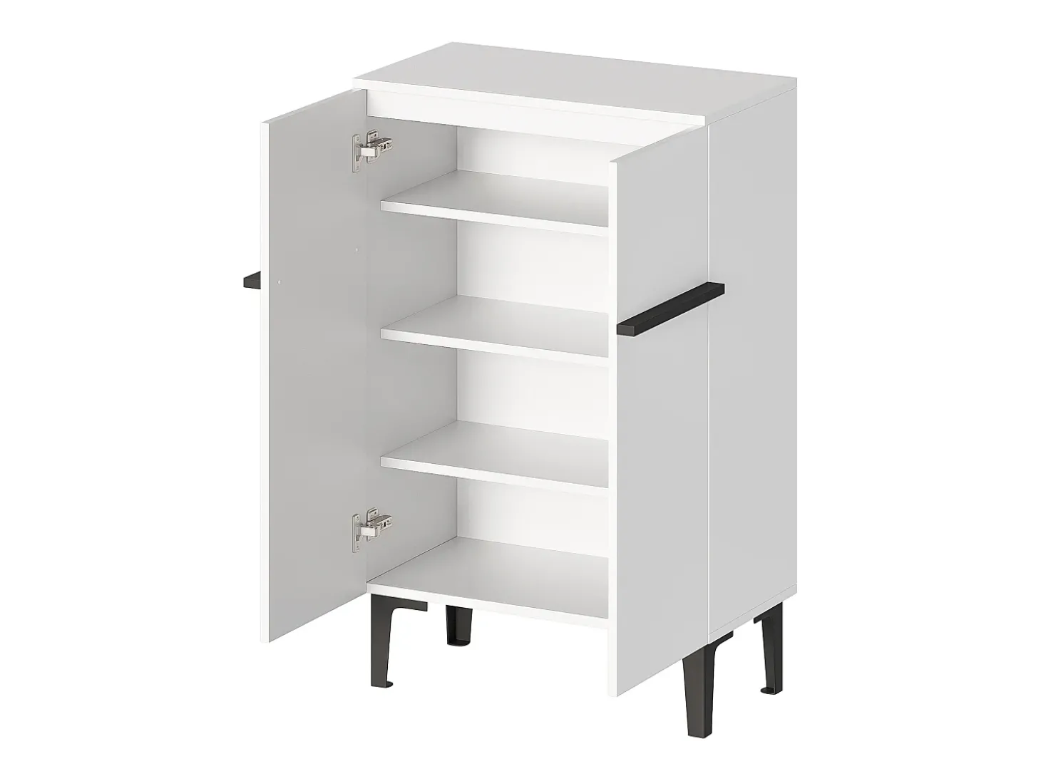 Armário para sapatos branco com 2 portas - prateleiras ajustáveis 60 × 34,5 x 95 cm