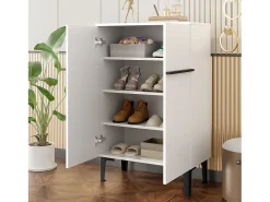 Armário para sapatos branco com 2 portas - prateleiras ajustáveis 60 × 34,5 x 95 cm