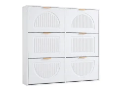 Armário para sapatos branco com 6 portas basculantes, 118x25x115 cm