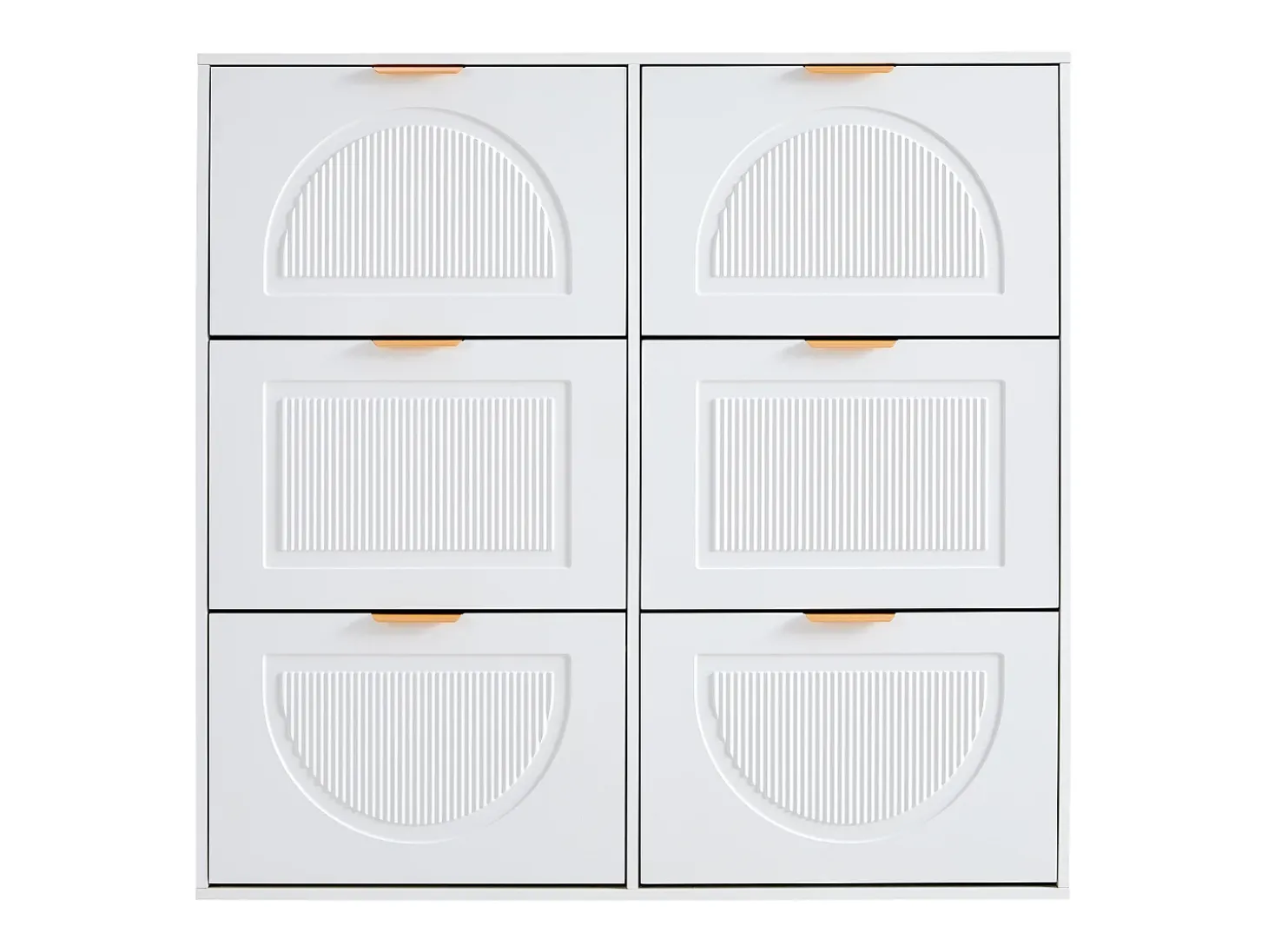 Armário para sapatos branco com 6 portas basculantes, 118x25x115 cm