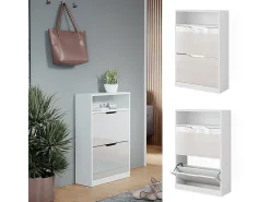 Armário para sapatos branco/branco brilhante 59x22x89.5 luca