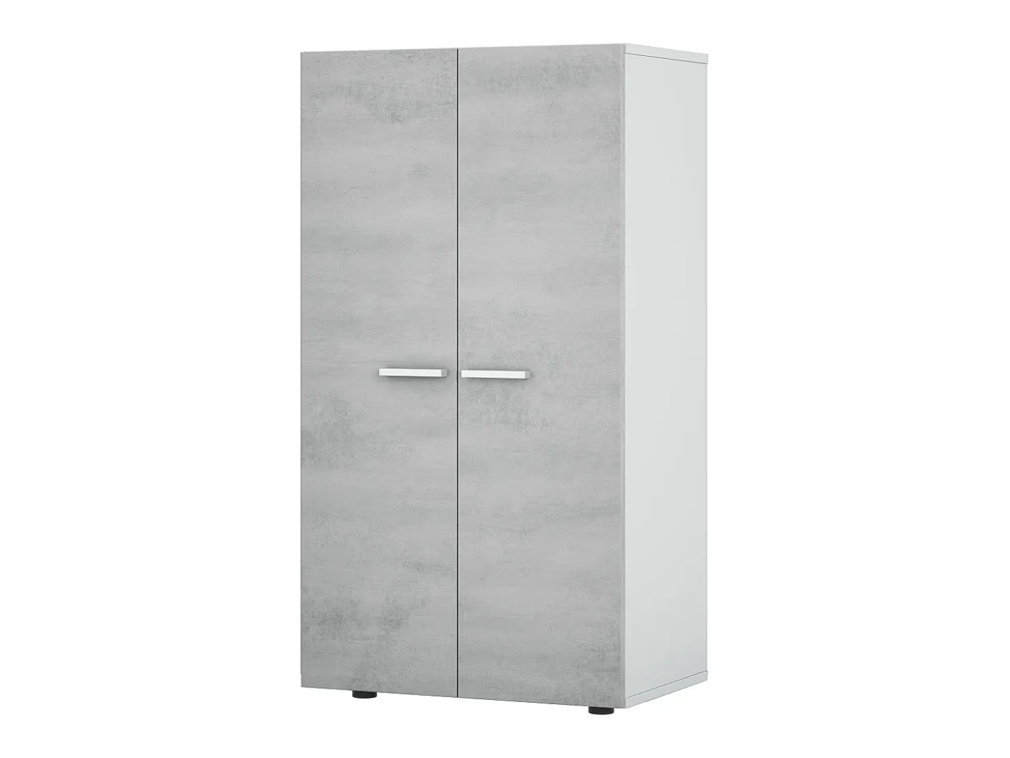 Armário para sapatos Cloe - 2 portas - 6 prateleiras - Efeito betão - Branco e cimento - L55 x P36 x A103 cm