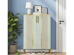 Armário para sapatos com 2 portas, 70 x 35 x 100 cm, com 6 níveis e prateleiras reguláveis, para 22 pares de sapatos