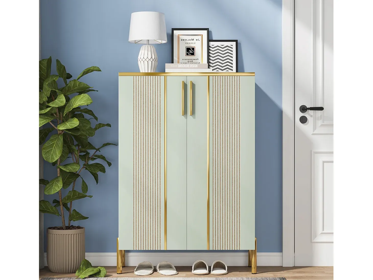 Armário para sapatos com 2 portas, 70 x 35 x 100 cm, com 6 níveis e prateleiras reguláveis, para 22 pares de sapatos