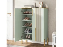 Armário para sapatos com 2 portas, 70 x 35 x 100 cm, com 6 níveis e prateleiras reguláveis, para 22 pares de sapatos