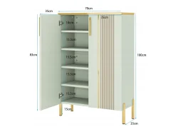 Armário para sapatos com 2 portas, 70 x 35 x 100 cm, com 6 níveis e prateleiras reguláveis, para 22 pares de sapatos