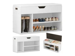 ARMÁRIO PARA SAPATOS COM ASSENTO DE MADEIRA ARMAZÉM 3 PRATELEIRAS ABRIR BRANCO 80 CM