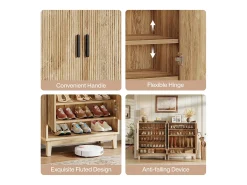Armário para Sapatos com Portas, Armário de Armazenamento para Sapatos de Entrada para 20 Pares, Organizador de Sapatos no Estilo Rural