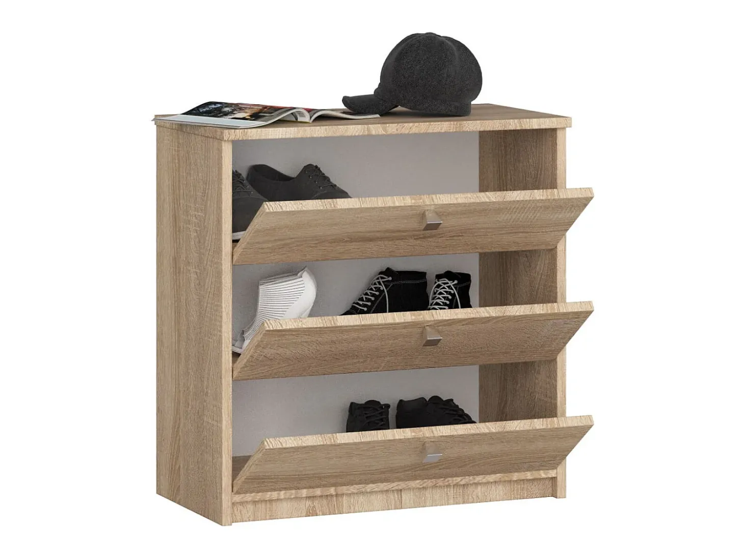Armário para Sapatos MINI com 3 Portas Basculantes - 60 cm - Carvalho Sonoma