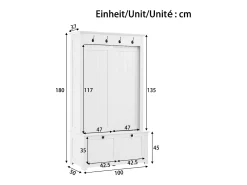 Armário para sapatos/corredor com ganchos - 100 x 50 x 180 cm - com 3 portas - MDF - branco