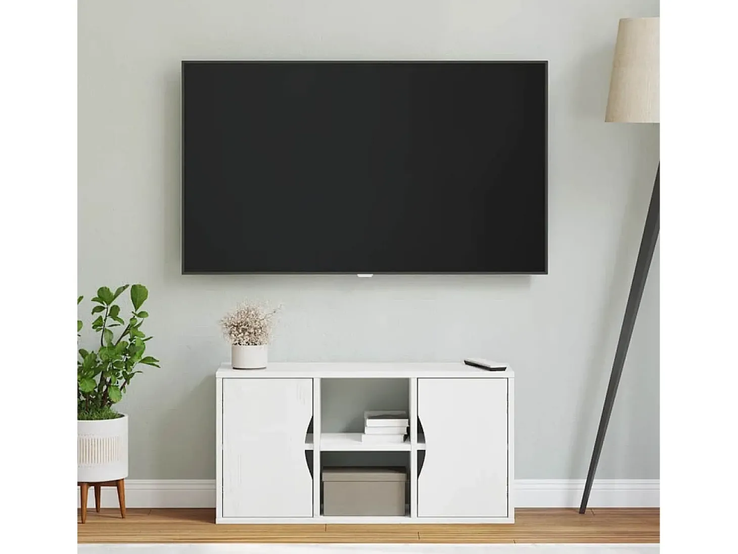 Armário para TV 79x24x40 cm Madeira maciça de pinho Branco