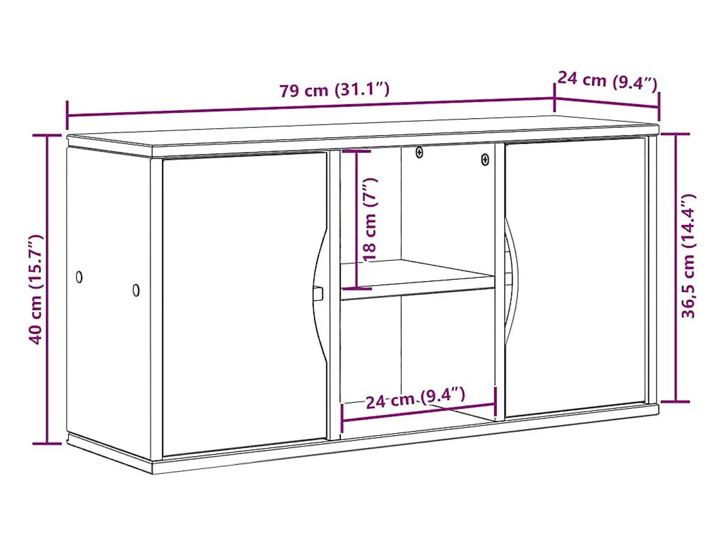 Armário para TV 79x24x40 cm Madeira maciça de pinho Branco