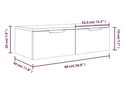 Armário parede 2 pcs 68x30x20 cm madeira proce. cinza cimento