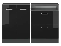 Armário sótão preto alto brilho/antracite 120x46x81.6 rion