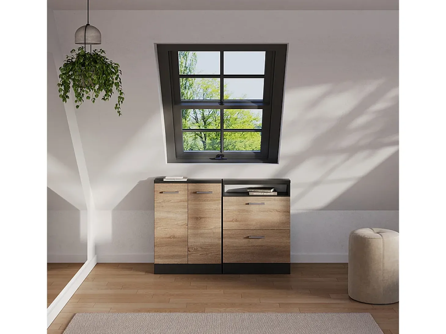 Armário sótão sonoma/antracite 120x46x81.6 rion