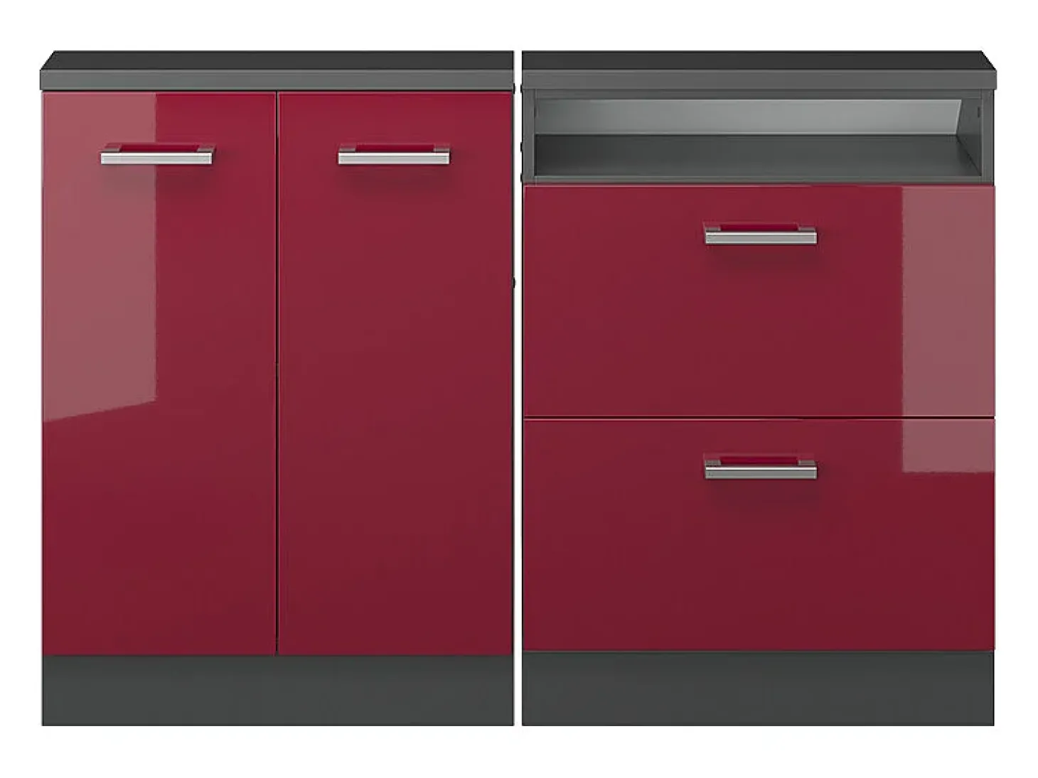 Armário sótão vermelho brilhante/antracite 120x46x81.6 rion