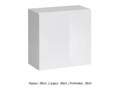 Armário suspenso cubo na cor branca 60x60cm para sala de estar, coleção SWITCH.