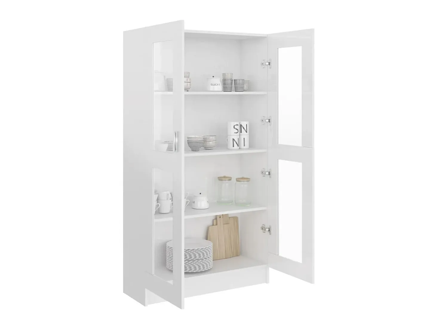 Armário vitrine derivados de madeira branco brilhante PT307614