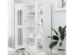 Armário vitrine derivados de madeira branco brilhante PT307614