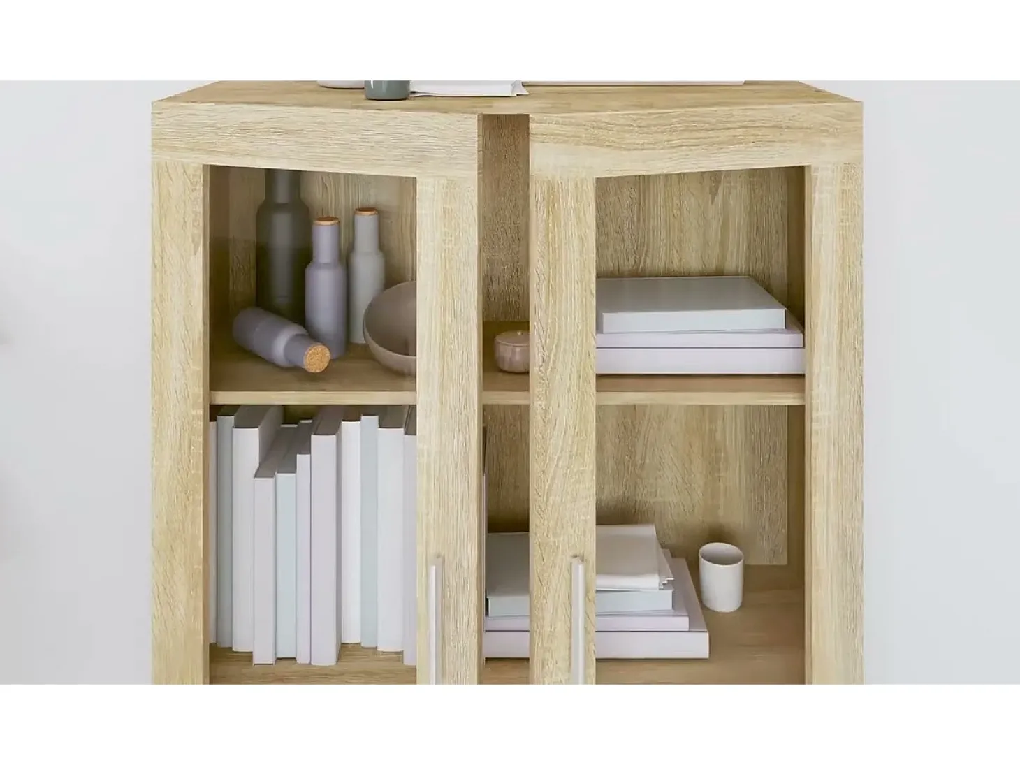 Armário vitrine derivados de madeira carvalho sonoma