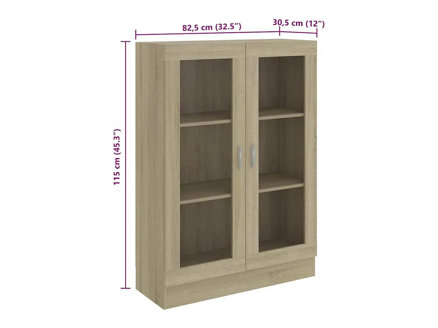Armário vitrine derivados de madeira carvalho sonoma