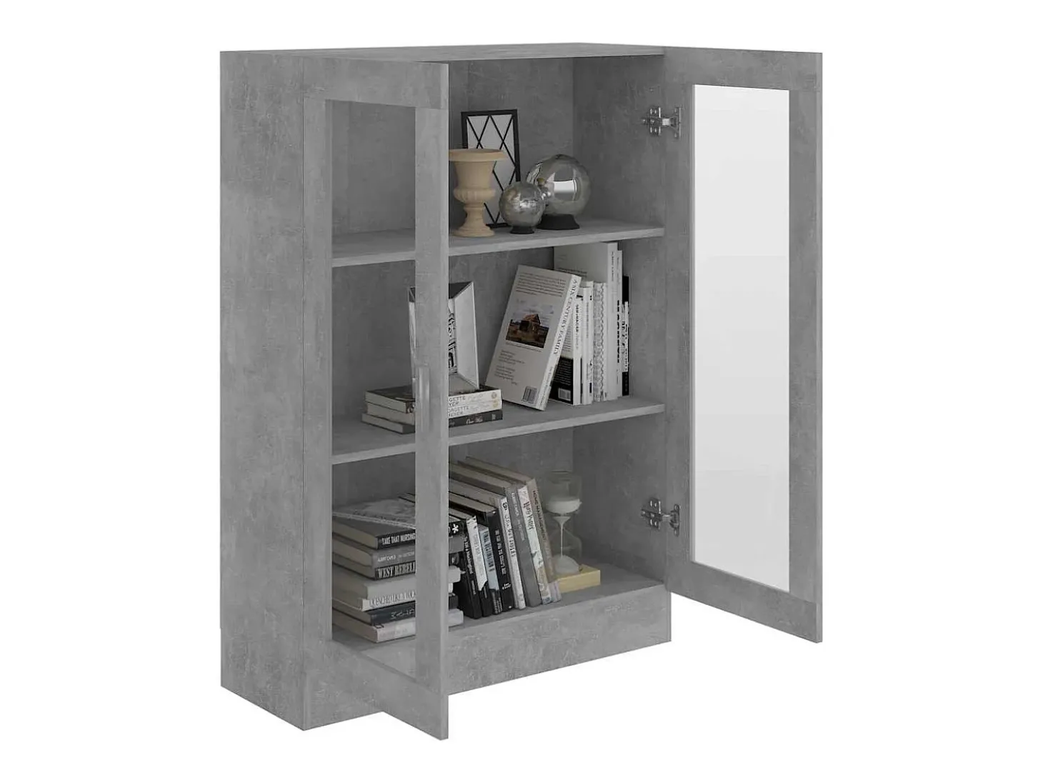 Armário vitrine derivados de madeira cinza cimento