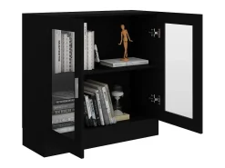 Armário vitrine 82,5x30,5x80 cm derivados de madeira preto PT671156