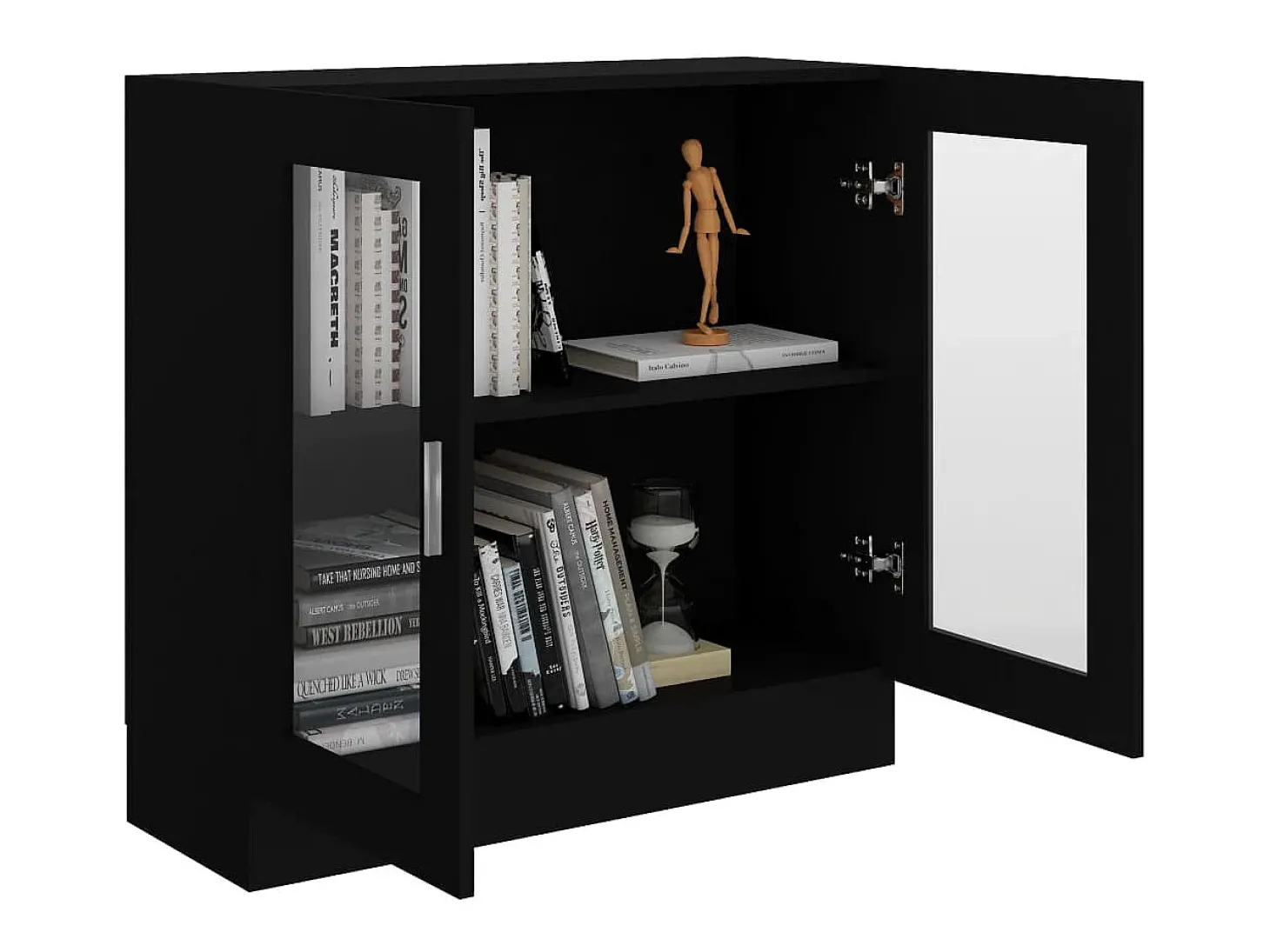 Armário vitrine 82,5x30,5x80 cm derivados de madeira preto PT671156