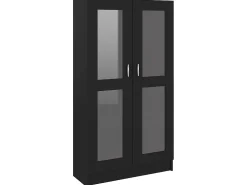 Armário vitrine 82,5x30,5x150 cm derivados de madeira preto PT151108