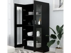 Armário vitrine 82,5x30,5x150 cm derivados de madeira preto PT151108