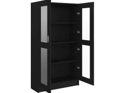 Armário vitrine 82,5x30,5x150 cm derivados de madeira preto PT151108