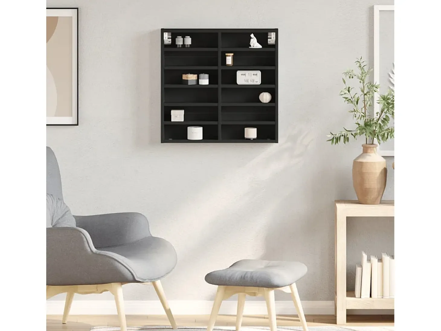 Armário vitrine 60x8,5x58 cm derivados de madeira preto PT468391