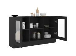 Armário vitrine 120x30,5x70 cm derivados de madeira preto PT505793