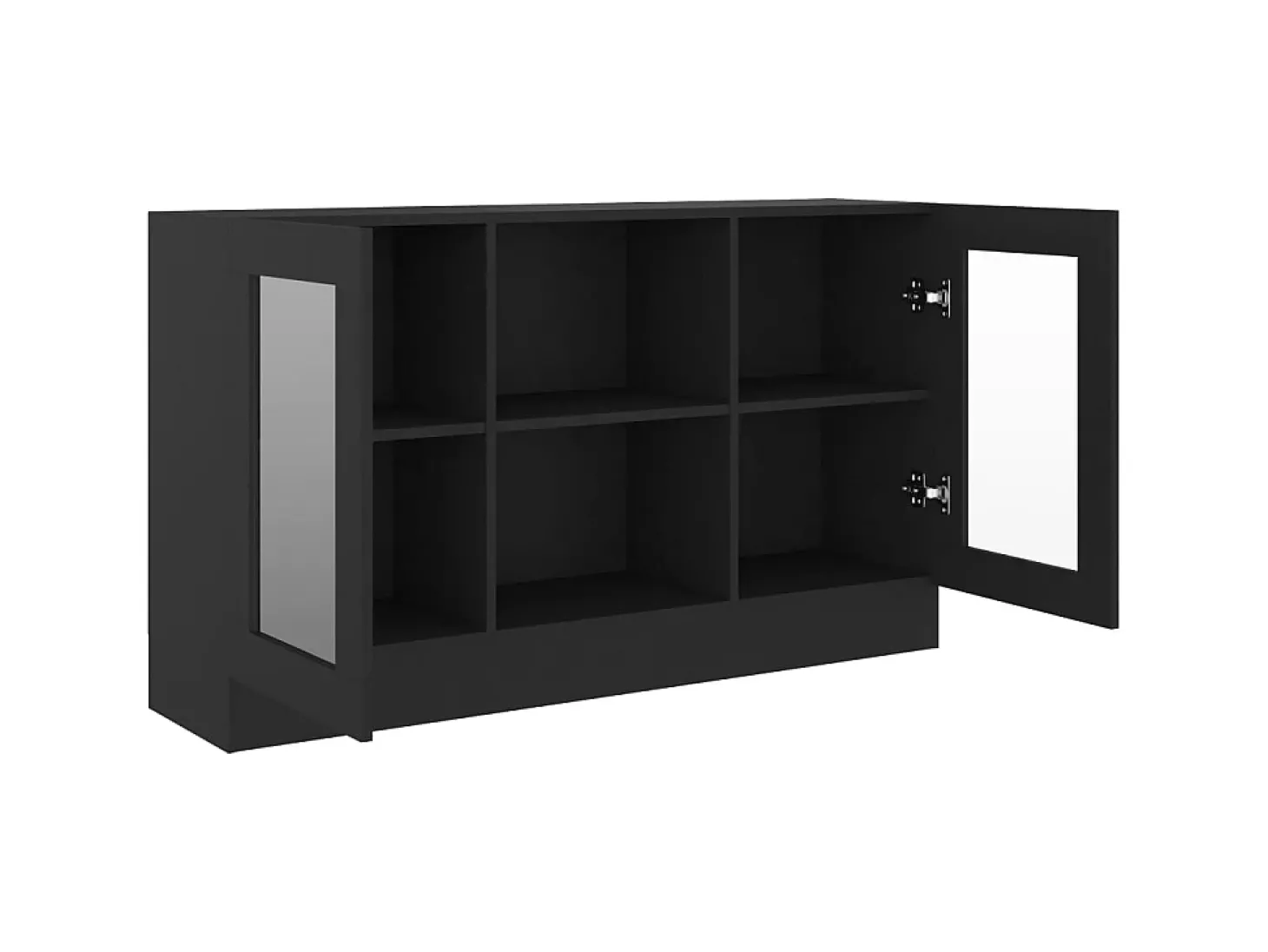 Armário vitrine 120x30,5x70 cm derivados de madeira preto PT505793