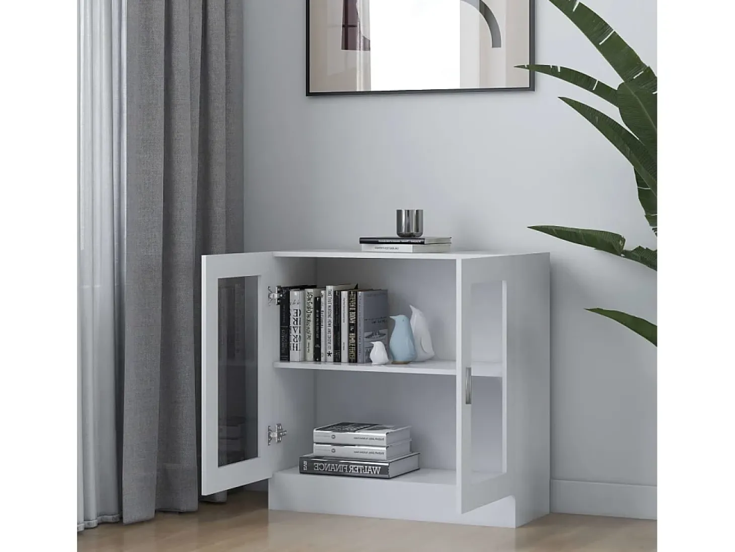 Armário vitrine 82,5x30,5x80 cm derivados de madeira branco PT465416