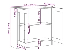 Armário vitrine 82,5x30,5x80 cm derivados de madeira preto