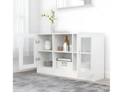 Armário vitrine 120x30,5x70 cm derivados de madeira branco PT340597