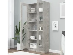 Armário vitrine 82,5x30,5x185,5cm derivados madeira cinzento PT869789