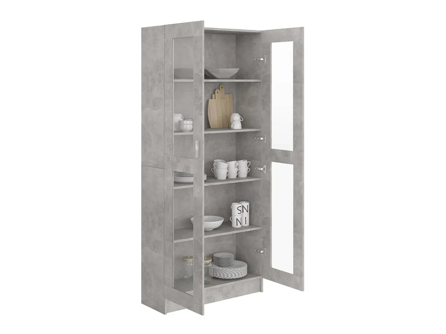 Armário vitrine 82,5x30,5x185,5cm derivados madeira cinzento PT869789