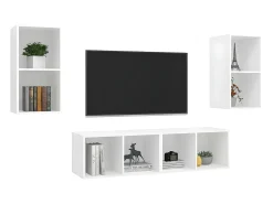 Armários de parede para TV 4 pcs derivados de madeira branco PT639193