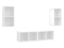 Armários de parede para TV 4 pcs derivados de madeira branco PT639193