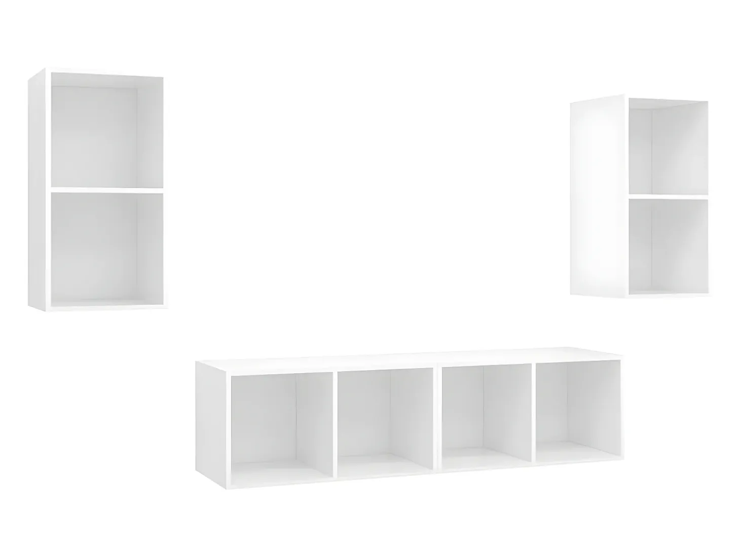 Armários de parede para TV 4 pcs derivados de madeira branco PT639193