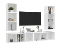 Armários de parede para TV 4 pcs contraplacado branco PT523615