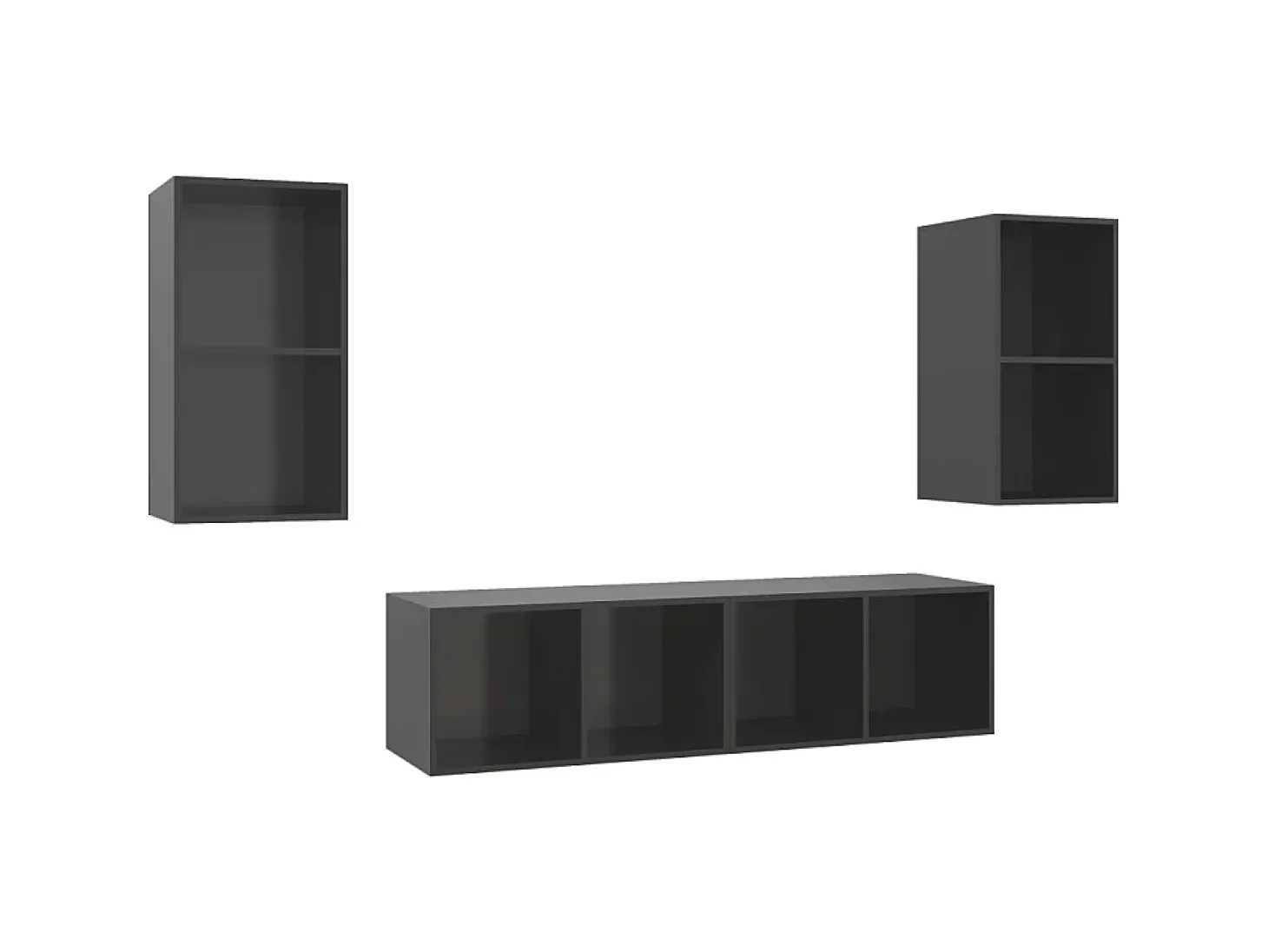 Armários de parede TV 4 pcs derivados madeira cinza brilhante PT322805